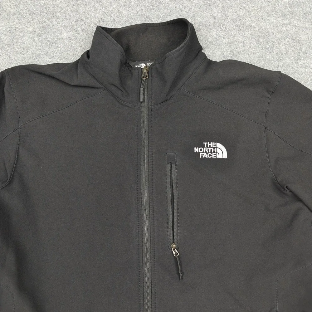 The North Face Windwall Jacket Mens Medium Black Softshell Fleece Lined Full Zip